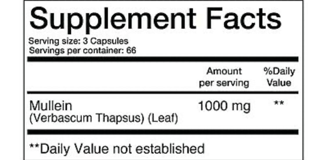 Swanson Mullien Leaf Extract - Standardized 250 mg 120 Caps.